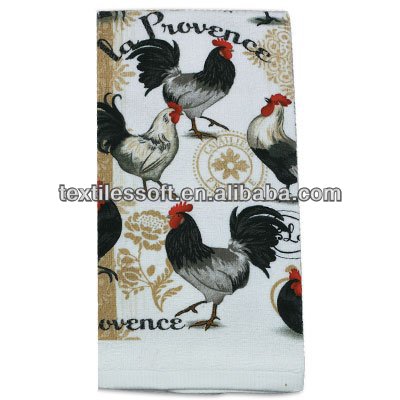 Cotton fibre Roosters tea towel